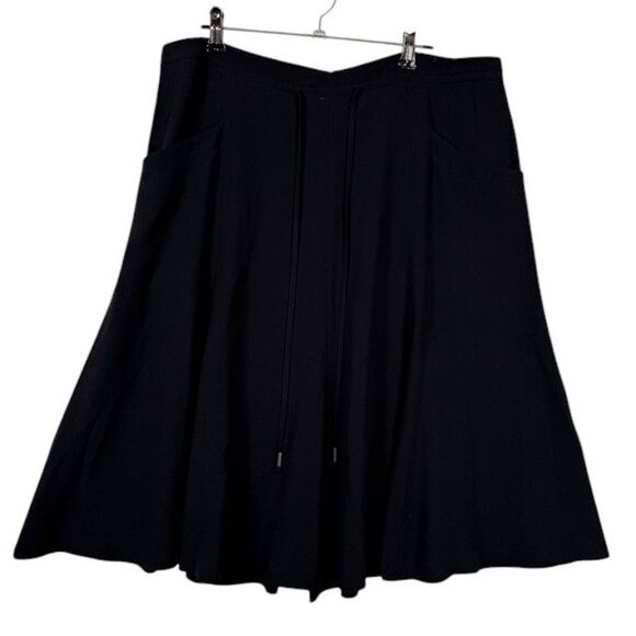 Eileen Fisher 100% Silk Skirt Black Gored Georgette Crepe Pockets Size Small - Picture 2 of 10